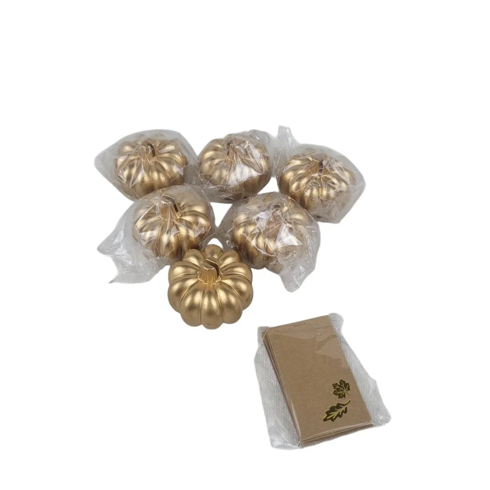 Kate Aspen Gold Pumpkin Place Card‎ Holders Fall Thanksgiving Set of 6 NEW